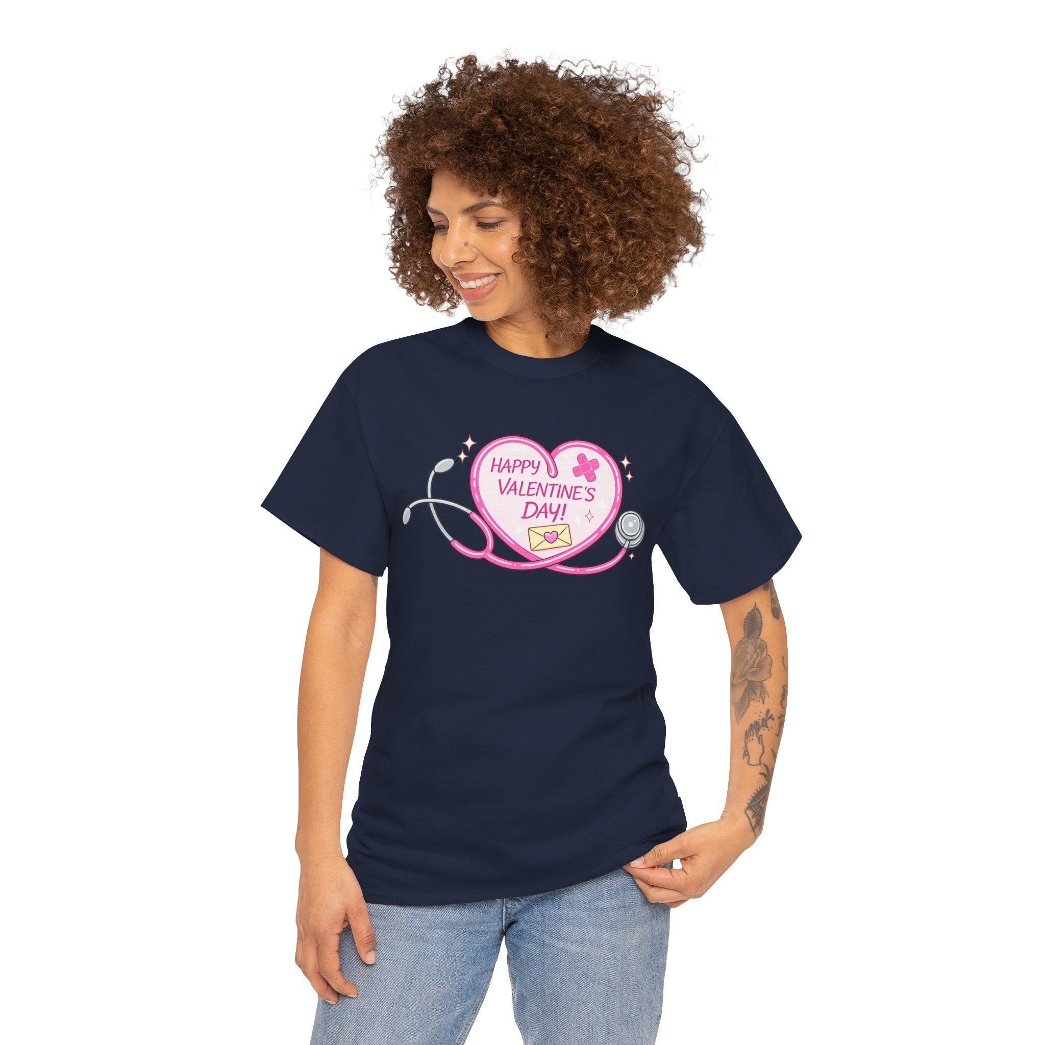 Happy Valentine's Day Heart Stethoscope T-Shirt | Nurse Valentine Tee