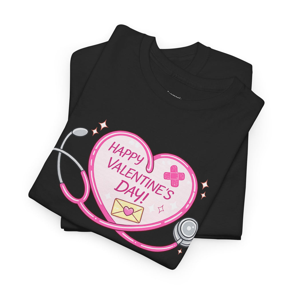 Happy Valentine's Day Heart Stethoscope T-Shirt | Nurse Valentine Tee