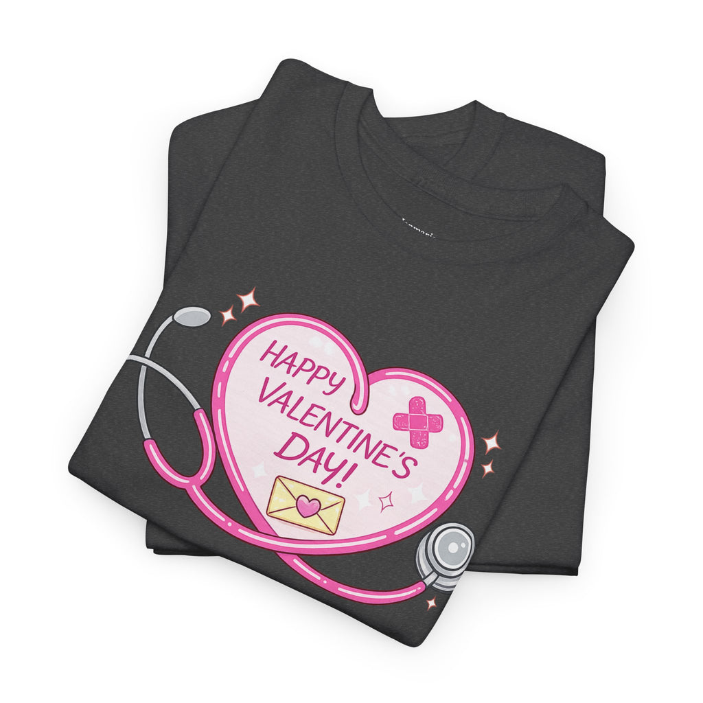 Happy Valentine's Day Heart Stethoscope T-Shirt | Nurse Valentine Tee