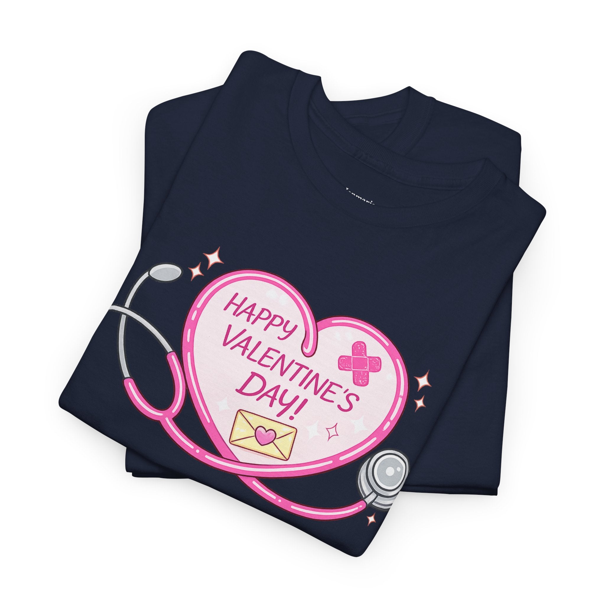 Happy Valentine's Day Heart Stethoscope T-Shirt | Nurse Valentine Tee