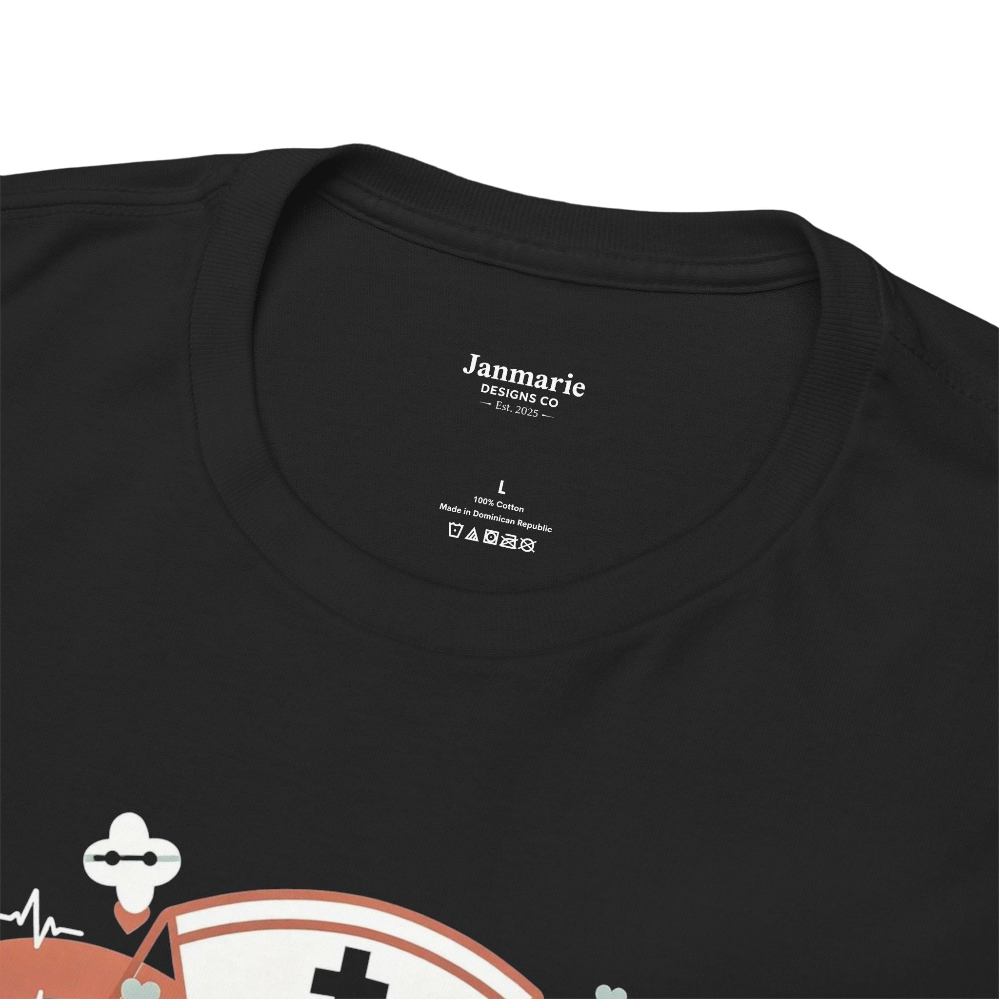 Nurse Hero in Scrubs T-Shirt | Heart Caduceus Nursing Design