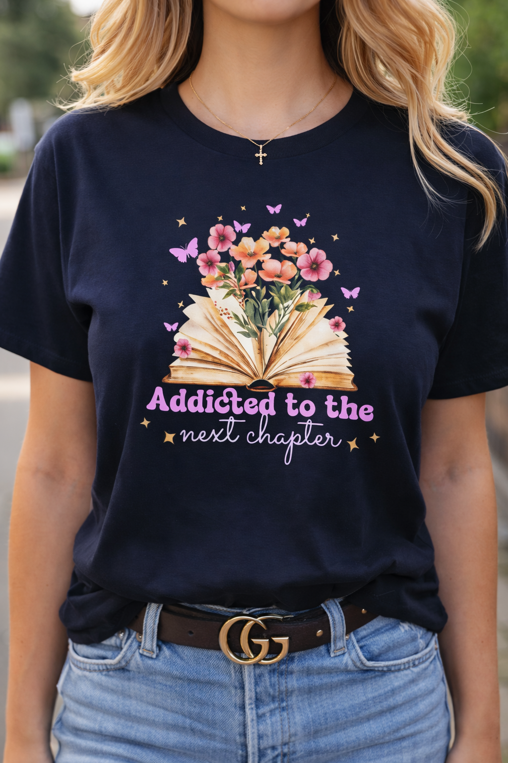 Addicted to the Next Chapter Book Floral Tee | Reading Shirt, Book Lover gift for her