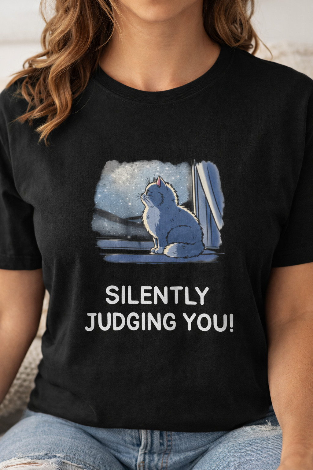 Silently Judging You Cat tee | Cat Illustration Shirt, Sarcastic Pet Humor