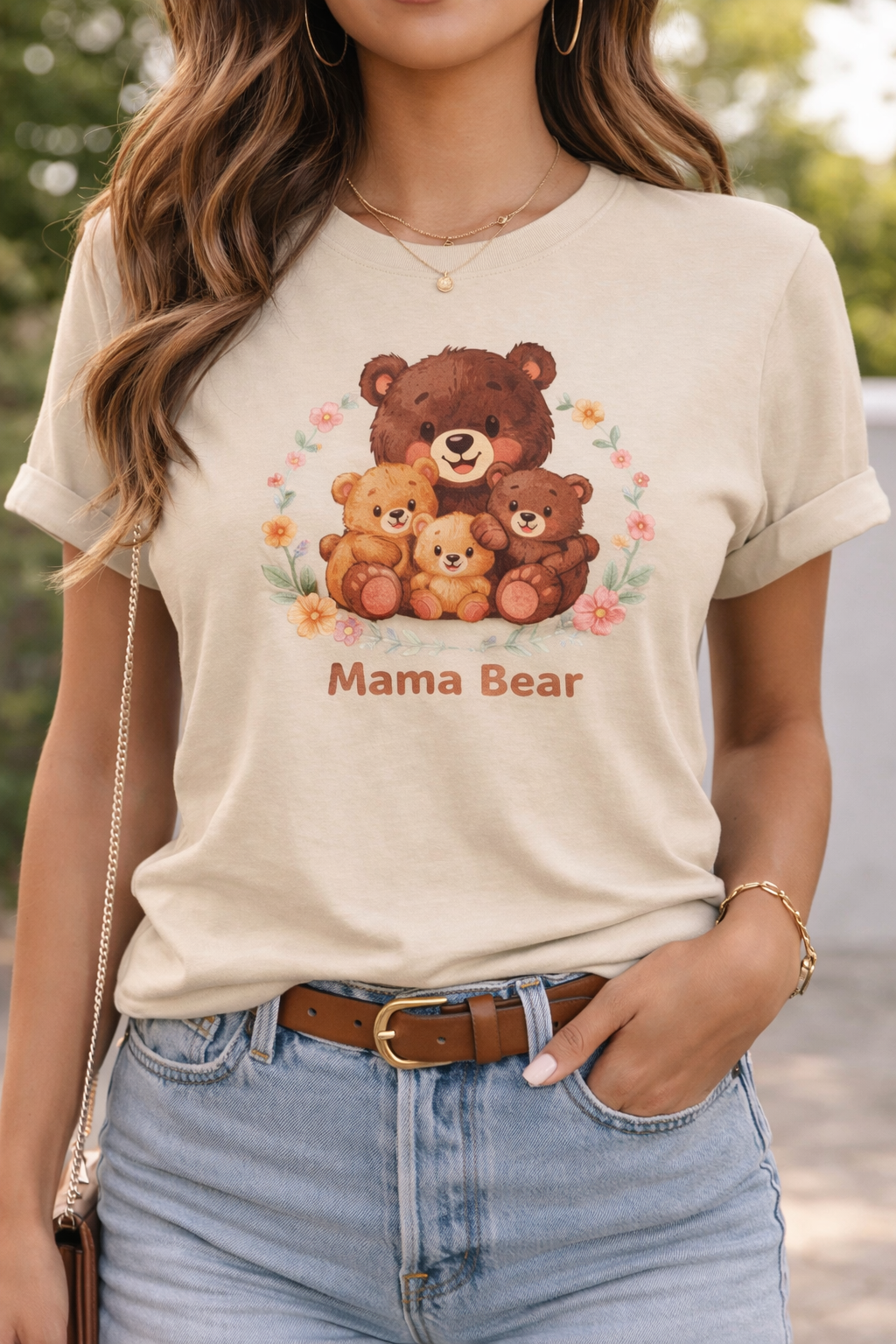 Mama Bear Family Bears T-Shirt | Floral Wreath, Cute Cubs
