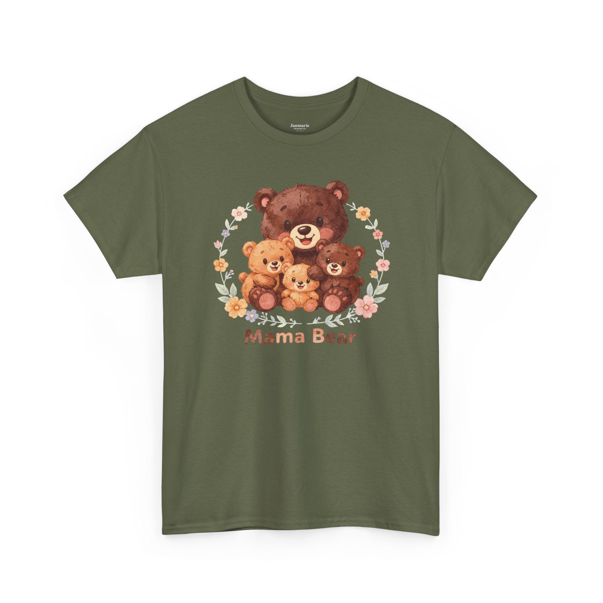 Mama Bear Family Bears T-Shirt | Floral Wreath, Cute Cubs