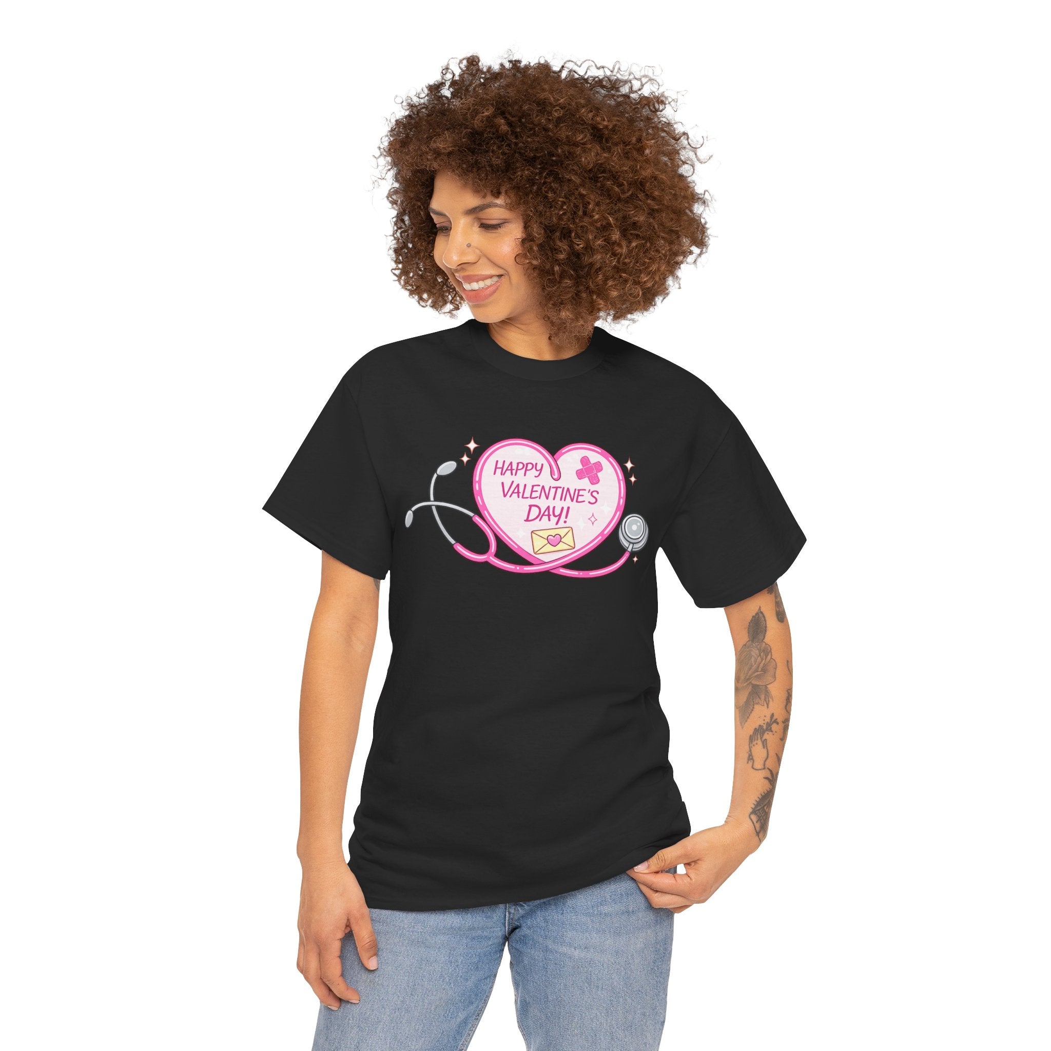 Happy Valentine's Day Heart Stethoscope T-Shirt | Nurse Valentine Tee