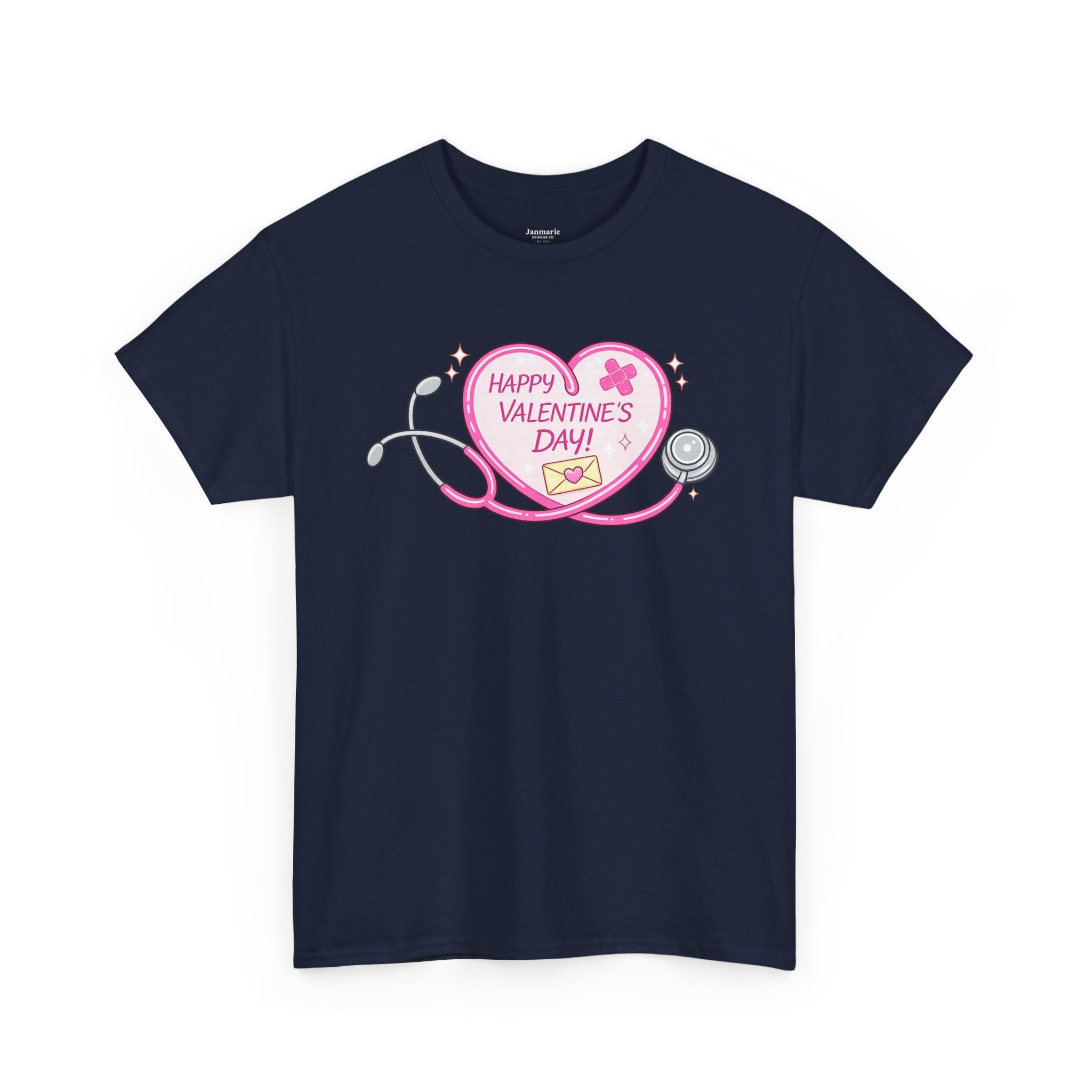 Happy Valentine's Day Heart Stethoscope T-Shirt | Nurse Valentine Tee