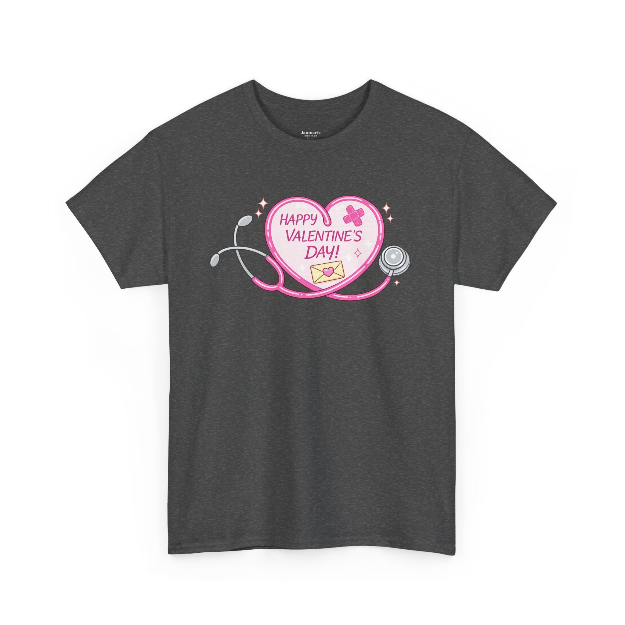 Happy Valentine's Day Heart Stethoscope T-Shirt | Nurse Valentine Tee