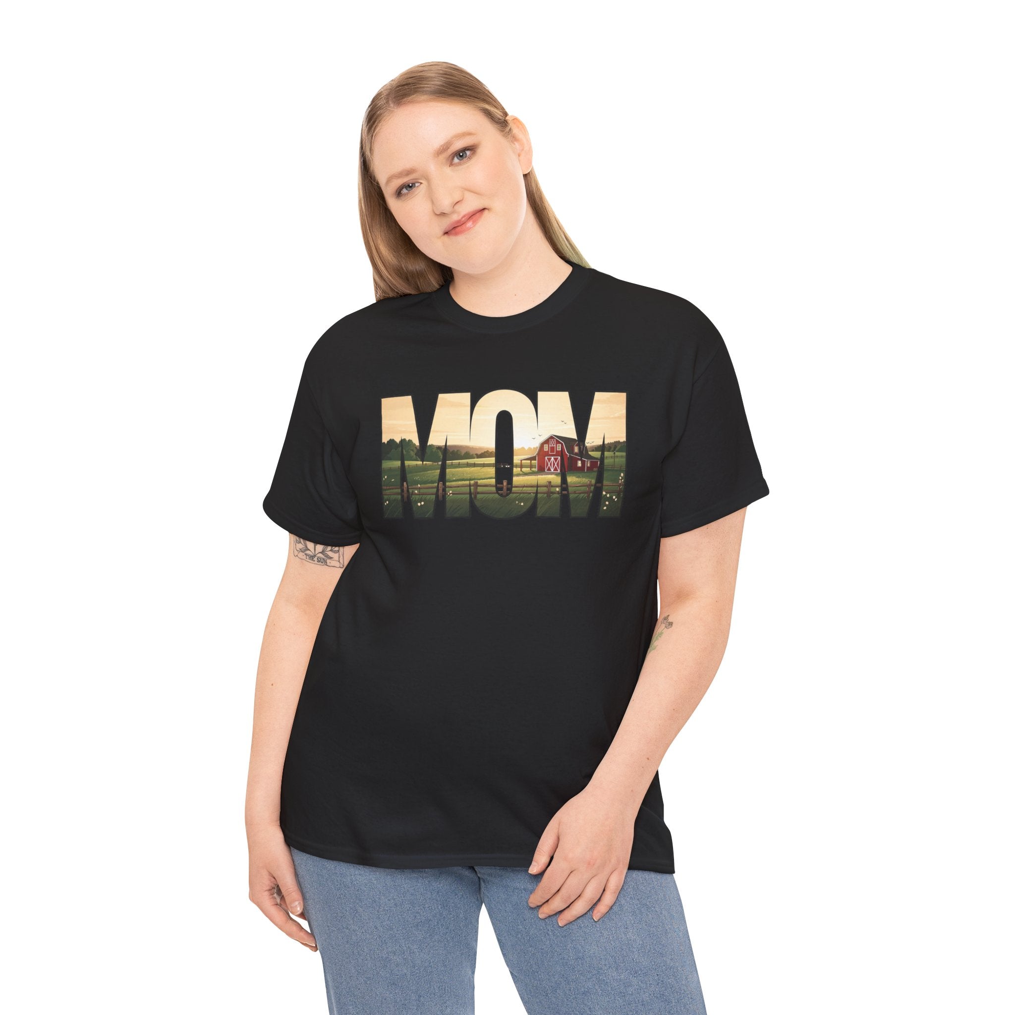 MOM landscape silhouette Tee | Mom typography shirt, sunset farmhouse design Gift for Mom